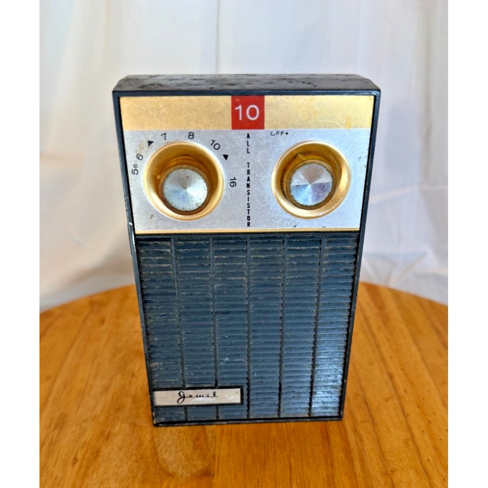 Vintage Jewel Super 10 Transistor Radio Model TS-10 1960s AM Owl-Eye - WORKING